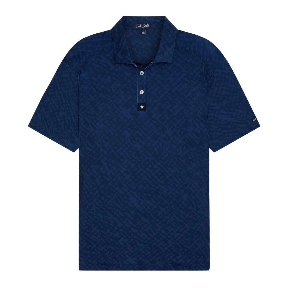 Bad Birdie Rider Polo Shirt Abstract Camo Print 2XL Navy Blue Mens